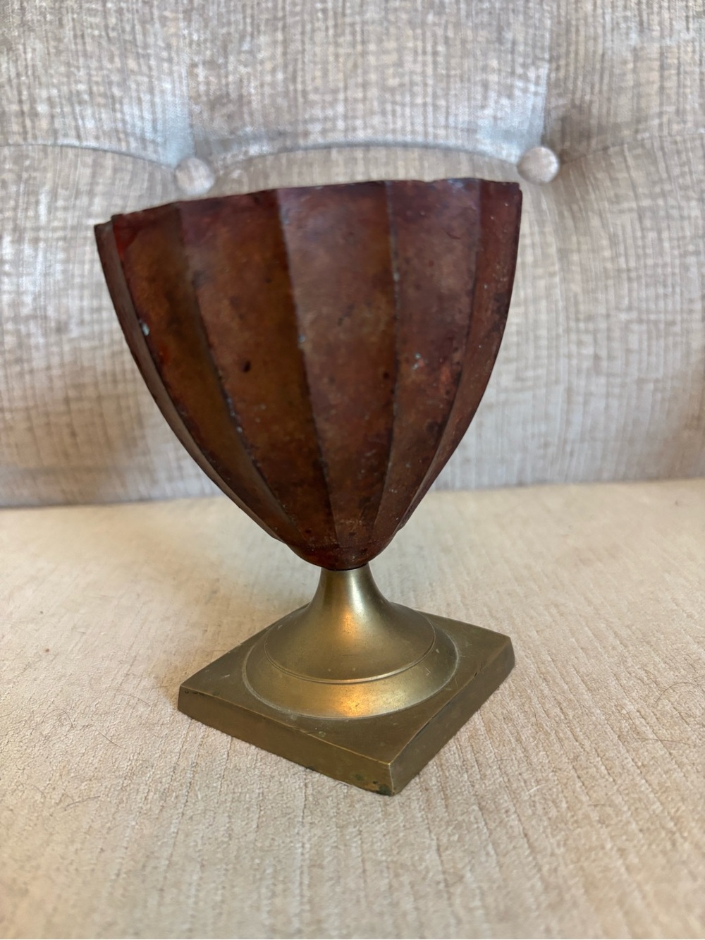 Antique Vintage Art Deco Marbled Bakelite & Brass Pedestal Vase Urn Bowl